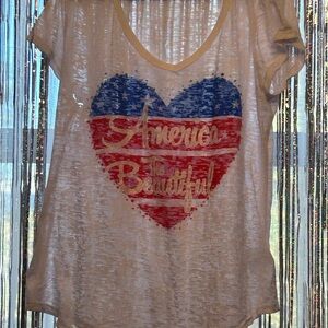 White Graphic Heart America The Beautiful Top
